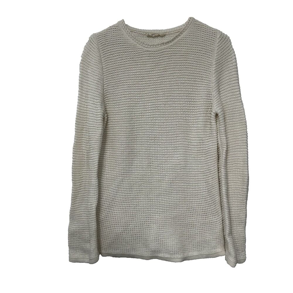 Everlane Sweater Women's Medium Cream Beige Organic Cotton Open Knit Casual